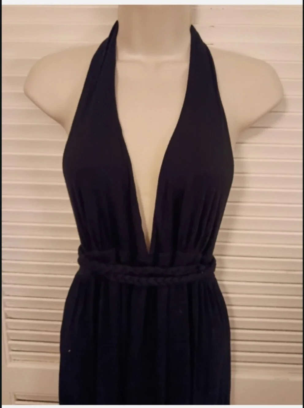 J. Crew Black Halter Plunge Maxi Dress